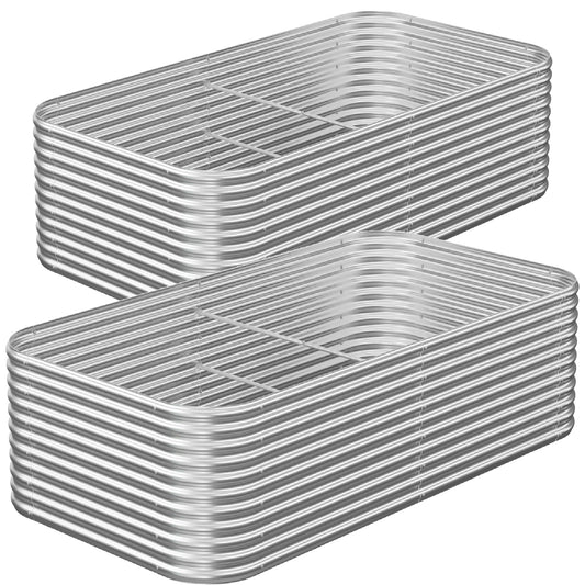 CATMANOR 2 Pack Tall 8FT Corrugated Galvanized Steel Raised Garden Bed Outdoor, Metal Above Ground Garden Bed for Vegetables and Flowers, Raised Beds for Gardening-8x3FT