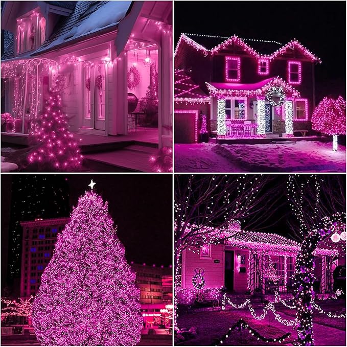 LAMPHOME 500 LED Pink String Lights, 165FT Plug in Waterproof with 16 Twinkle Modes, for Valentine’s Day, Easter, Mother’s Day, Christmas Decor, Indoor Outdoor Bedroom Yard Wedding Decoration