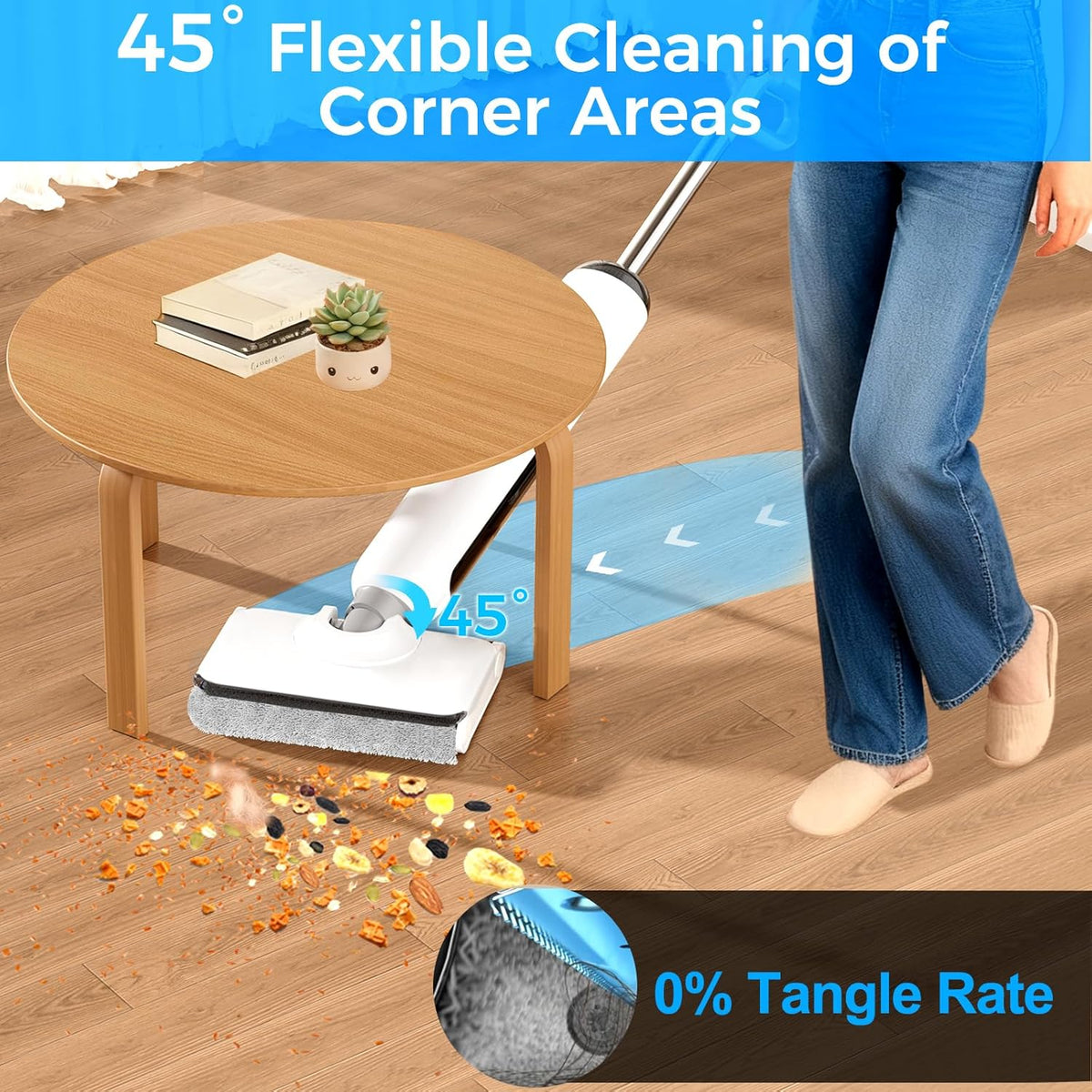 Skiennix Cordless Wet Dry Vacuum Cleaner - 23KPa Power, 45 Min Runtime, Self-Cleaning Design, Anti-Tangle Brush for Pet Hair