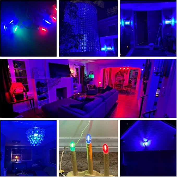 Blue E12 C7 T6 LED Nightlight Bulb,4W, 40Watt Equivalent, E12 Small Candelabra Base Blue LED Chandelier Bulb for Porch Ceiling Police Honor Christmas Holiday Festival Party Decoration Lighting ,3Pack