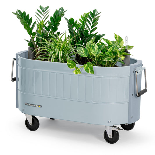 Permasteel Self-Watering Garden Bed, Rolling Planter for Vegetables, Flowers, Herbs, and Fruit, Outdoor Indoor, Caster Wheels, Blue
