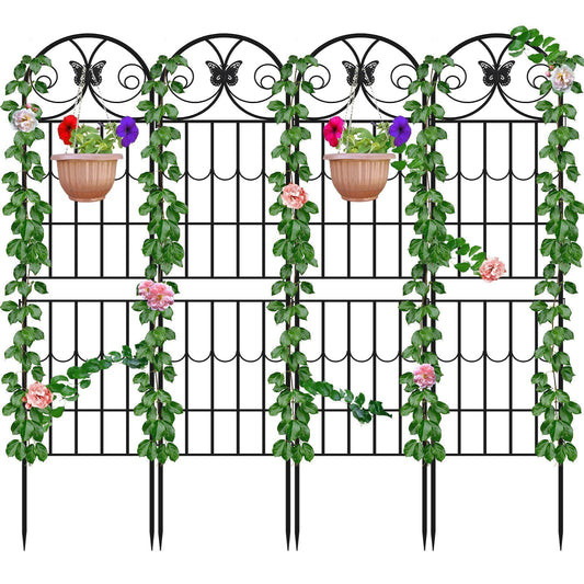87”H Metal Garden Trellis for Climbing Plants Outdoor, Kalolary 4PCS Garden Fence Rustproof Vine Screen Trellis Frame Grow Support Decorative Outdoor Trellis for Fruits Vegetable Flowers Potted Plant