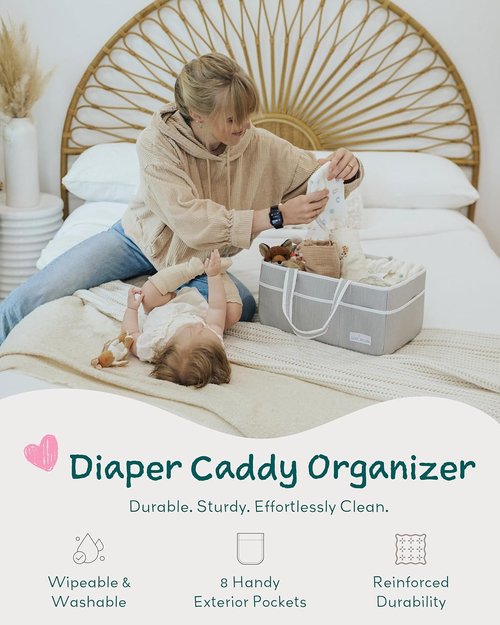 Lily Miles Baby Diaper Caddy Organizer - Large Tote for Newborn Essentials | Perfect Baby Shower Gift