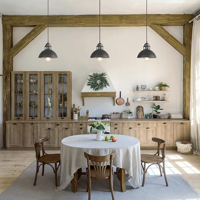 LOG BARN Pendant Lighting with Cutouts on Top, Industrial Silver Brushed Pendant Light for Kitchen Island, Dining Room and Bedroom