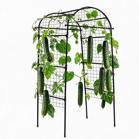 6.8x3x2.6FT Garden Arch Trellis for Raised Beds, Heavy Duty u-Shaped Plant Support for Climbing Vegetables, Fruits & Vines, Outdoor Rust-Resistant Metal Trellis for Vertical Growing, Black