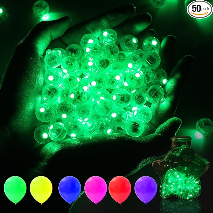 AIKEI 50pcs LED Balloon Lights,Mini Balls Lights,Long Standby Time Party Lamps,Waterproof for Paper Lantern Wedding Birthday Party Decoration Green
