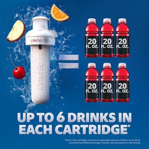 Cirkul 22oz BPA-Free Water Bottle Starter Kit - Blue Lid & 3 Flavor Cartridges (Fruit Punch, Mixed Berry, Black Cherry)