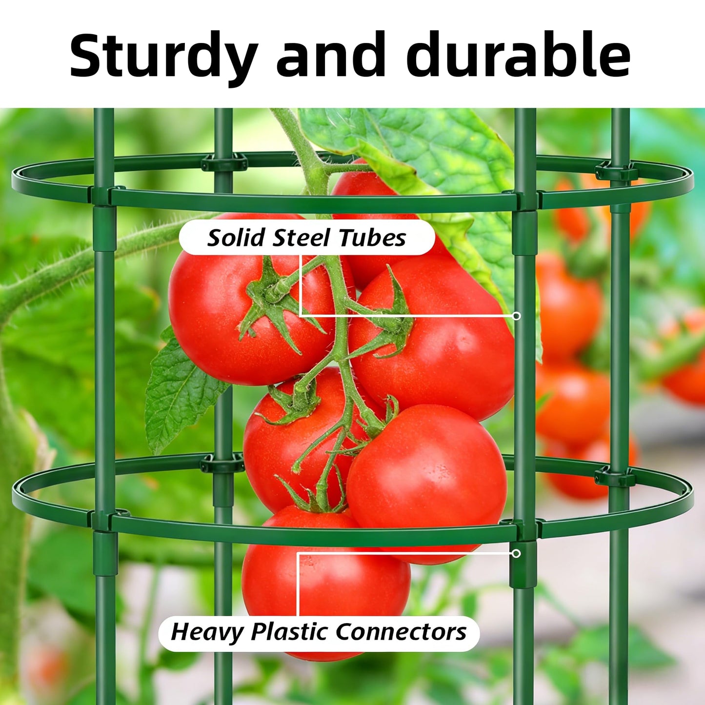 3 Pack Heavy Duty Tomato Cages for Garden, 59 Inch Tall Adjustable Metal Tomato Plant Support for Pots, Round Trellis for Climbing Plants Outdoor, Vegetable, Cucumber, Beans