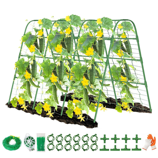 63" Tall Cucumber Trellis for Raised Garden Bed U-Frame Arch Tunnel Trellis Metal Tomato Cage Plant Support Stand for Peas,Bean,Grapes,Flowers,Vines Climbing Plants Outdoor