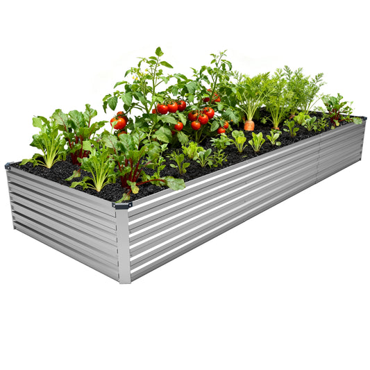 DIIYIV 12x4x1.5FT Galvanized Raised Garden Bed,Vegetable Boxes-Rectangle Metal Flower Box,Large Planter Raised Beds Outdoor Garden for Planting,Fruit,Herb-Silver