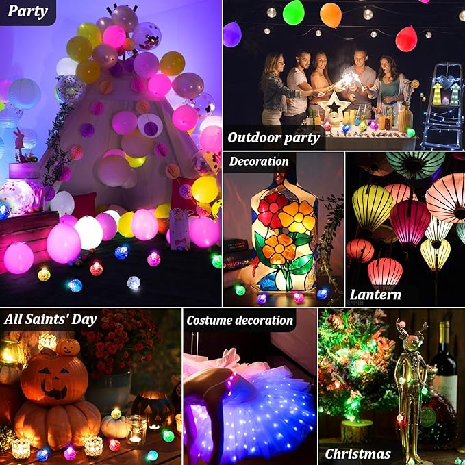AIKEI 100pcs LED Balloon Lights, Red Mini Balls Lights,Long Standby Time Waterproof for Halloween Valentine's Day Wedding Paper Lantern Birthday Party Decoration