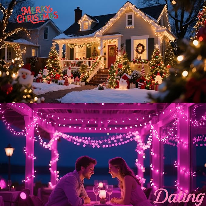 Colorful Battery Powered String Lights, 4 Pack Total 66.6 FT 200 LED String Fairy Lights Indoor Outdoor Christmas Decoration, Twinkle Fairy Light for Party Room Classroom Xmas Tree Party Decor