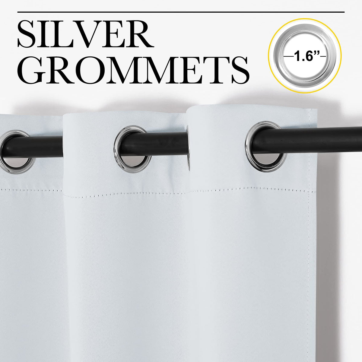 NICETOWN Room Darkening Draperies Curtains Panels, Window Treatment Thermal Insulated Grommet Room Darkening Curtains/Drapes for Bedroom (Greyish White, 2 Panels, 34 by 63)