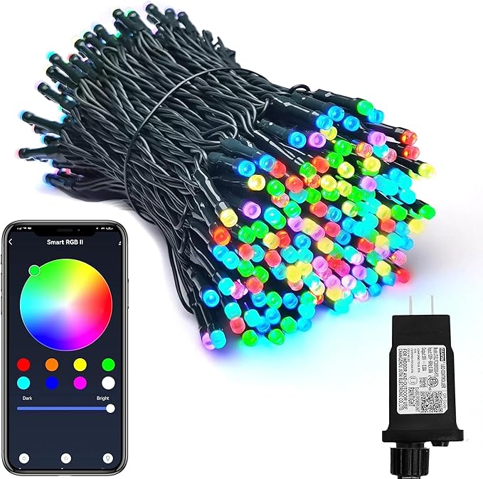 PMS Smart WiFi LED Christmas Lights, APP-Controlled RGB Fairy String Lights, Ideal for Xmas Tree, Garden, Home, Party, Halloween Festival Deco (66ft-200LED)