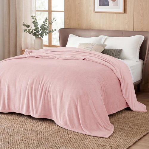 Bedsure GentleSoft Pink Fleece Blanket - Soft, Lightweight Plush Queen Size Microfiber, 90x90 Inches