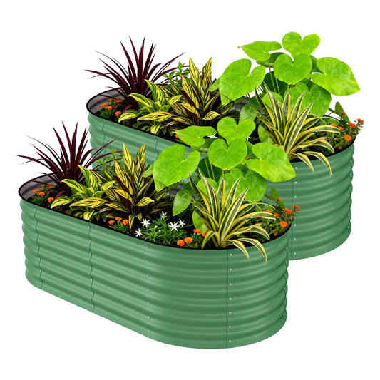 GarveeLife 2 Pcs Raised Garden Beds Outdoor 6x3x2 ft - Galvanized Steel Planter Box for Vegetables, Flowers, Rust-Resistant Garden Box, Easy Assembly Raised Beds, Durable Planters for Outdoor Plants