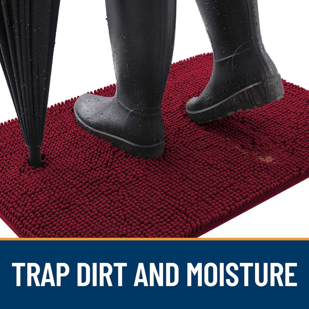 OLANLY Dog Door Mat - Absorbent Non-Slip Mud Mat for Dogs | Quick Dry Chenille, 70x24, Burgundy