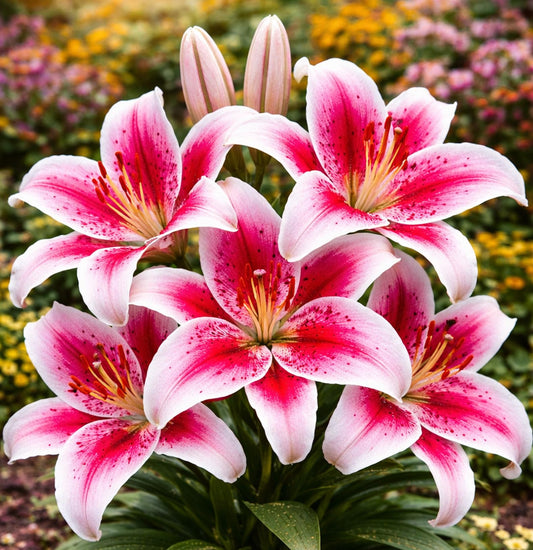 Stargazer Lily Bulbs for Planting – Fragrant Pink & White Oriental Lily Flowers – Hardy Perennial Summer Blooms – Large Showy Garden Lilies (3 Bulbs)