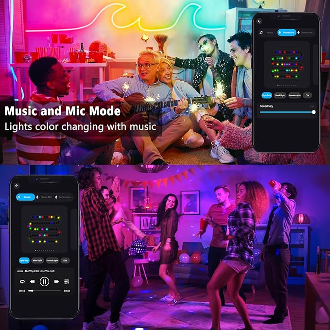 32.8Ft LED Neon Rope Lights, RGB Built in Chip Neon Strip Lights with Remote APP Control, Music Sync 24V IP68 Waterproof Led Neon Lights for Bedroom Outdoor Gaming Room