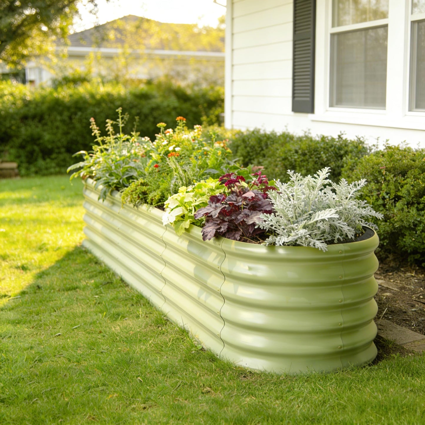 Annoell 2-Pack Galvanized Raised Garden Bed 6x2x1.5 ft, 17" Tall Metal Planter Boxes Outdoor for Vegetable, Above Ground Raised Bed Kit for Gardening, Durable Zn-Al-Mg Coated Flower Bed - Moss Green