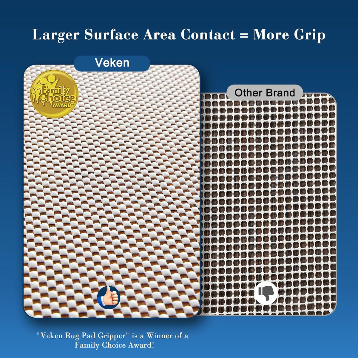 Veken Rug Pad Gripper - Non-Slip 8x11 Ft Area Rug Pad for Hardwood & Tile Floors | Thick Anti-Skid Mat