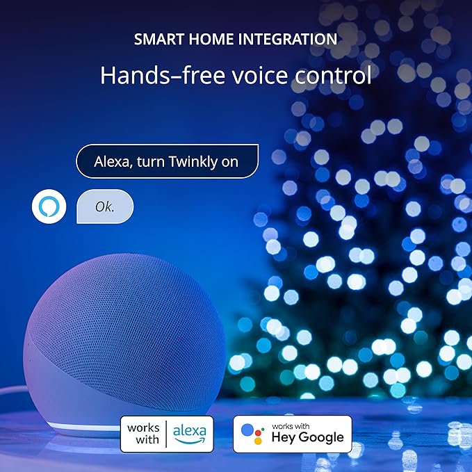 Twinkly Strings USB-C Pearls 200 LED, Pearl-Shaped LED Light String, RGB Multicolor LED Lights, Valentine's Day Lights, Compatible with Alexa, Google Home, USB-C Power, Green Wire, 39.4ft