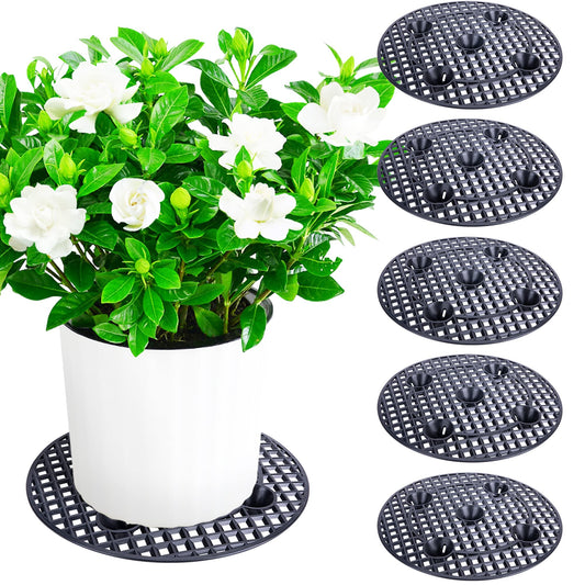 LFUTARI 6Pack Large 15" Plant Level Pot Elevator, Heavy Duty Plant Stands, Plant Pot Saucer for Prevent Rot and Damage on Patio & Deck (40cm-6pcs, Black)