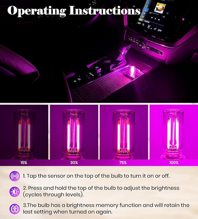 USB Retro Car Lamp, Touch-Control Portable LED Car Ambient Light, USB Powered Night Lights, Suitable for Bedroom, Camping, Holiday Decorations. (Blue Light)