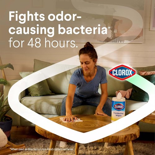 Clorox Disinfecting Cleaning Wipes - Antibacterial & Bleach-Free, Crisp Lemon Scent, 75 Count