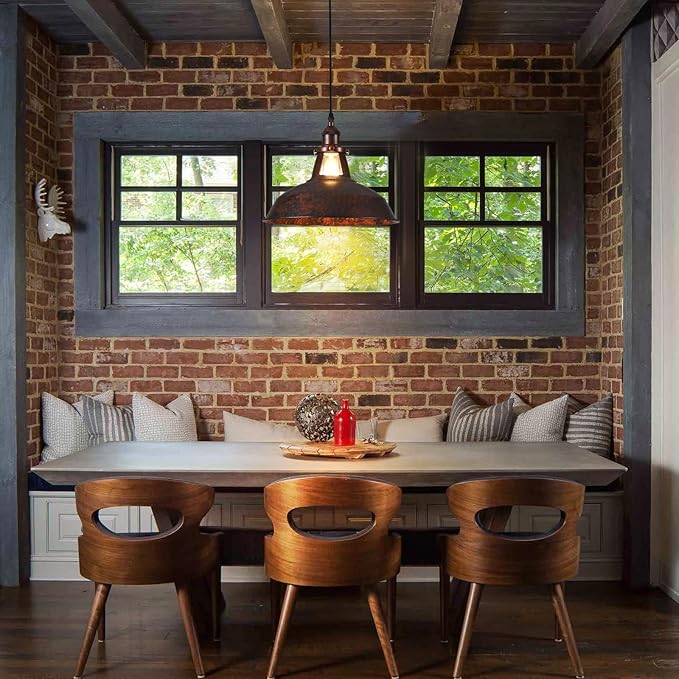 TAKEGO 12.2" Industrial Pendant Light, Farmhouse Pendant Light Kitchen Island, Vintage Hanging Light Rustic Light Fixtures, Hanging Ceiling Lamp for Kitchen Island, Hallway, Dining Room