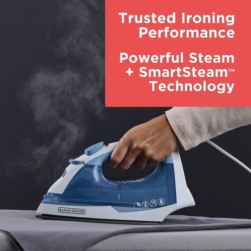 BLACK+DECKER Easy Steam Iron - Lightweight, Nonstick Plate, Automatic Shutoff | 1200 Watts