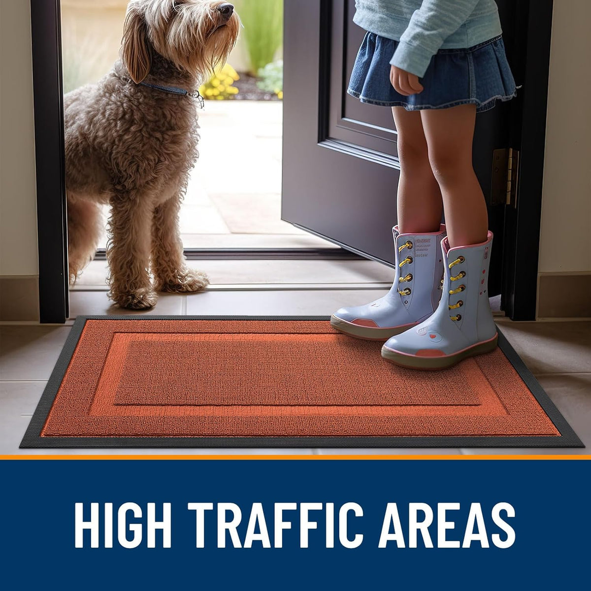 OLANLY Waterproof Front Door Mat - All-Season Indoor/Outdoor Doormat | Sturdy Natural Rubber, 29.5x17, Vermillion Red