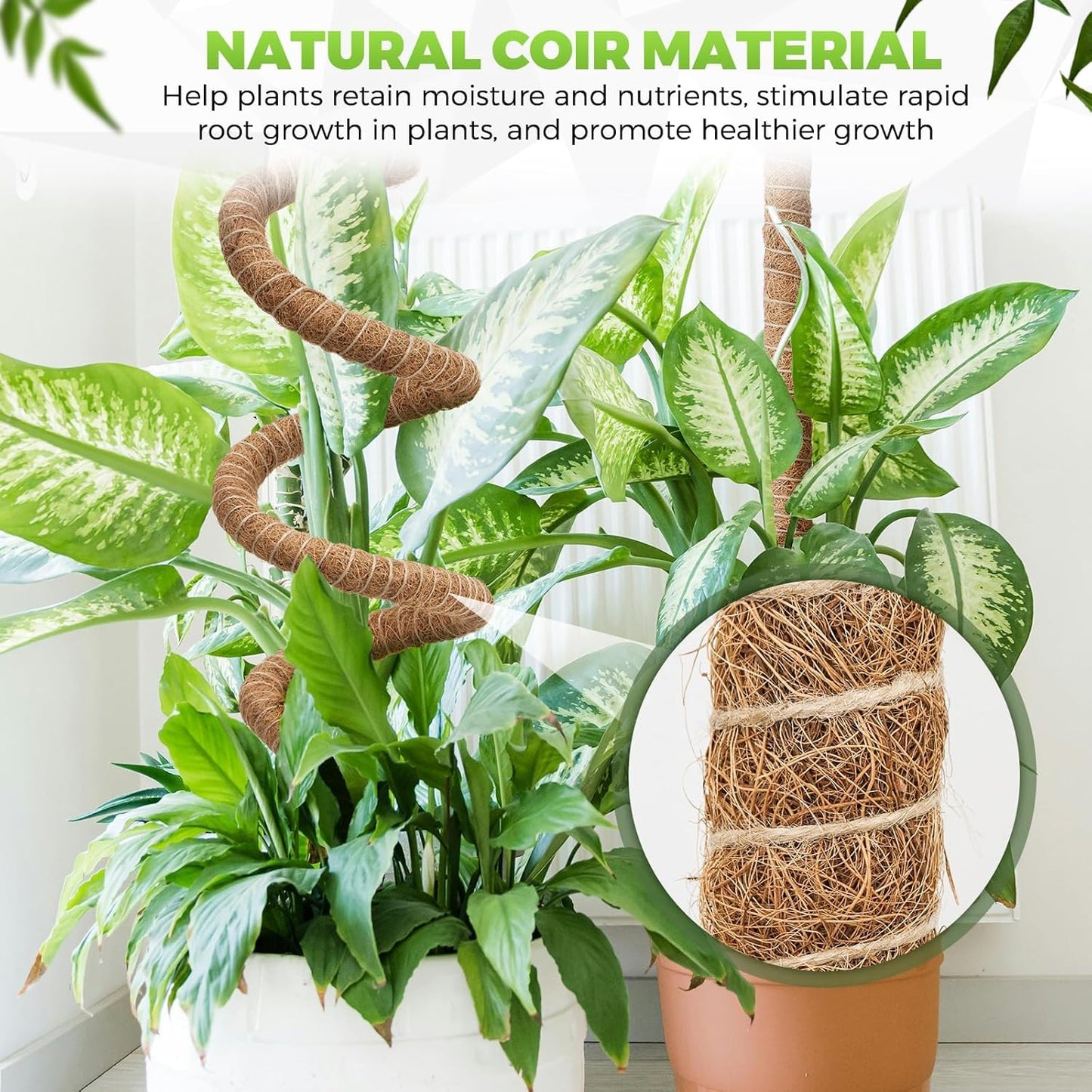HFLYJPYW 1 Pack 48'' Bendable Moss Pole Monstera Plant Support for Climbing Indoor Plants - Stakes for Potted Climbers (1)