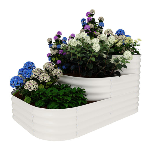 GarveeHome Galvanized Steel Raised Garden Bed - 30.7 in Deep Open-Base Design,Assembly & Expandable Planter Box for Vegetables/Flowers, Family-Friendly Gardening Kit (5x3.5x2.5 ft),White