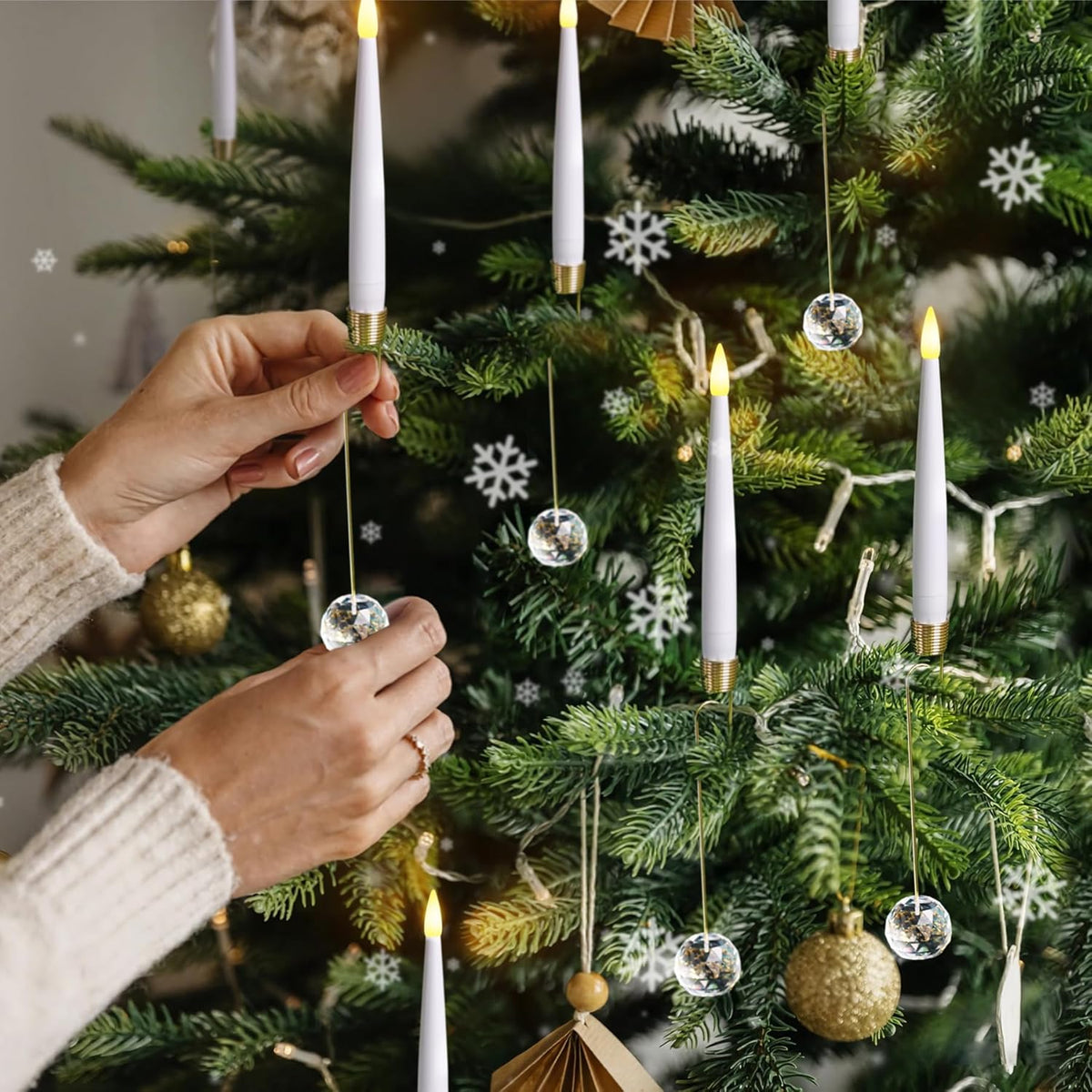Yeelida LED Flameless Taper Candles - Pack of 12 with Remote & Timer | 0.5" x 6" White Warm Light