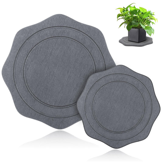 seaflash Plant Saucer for Indoors, 2 Packs 8 12 inch, Diatomaceous Earth Pot Saucers No Holes, Instant Dry Plant Drainage Trays for Pots, Dark Gray