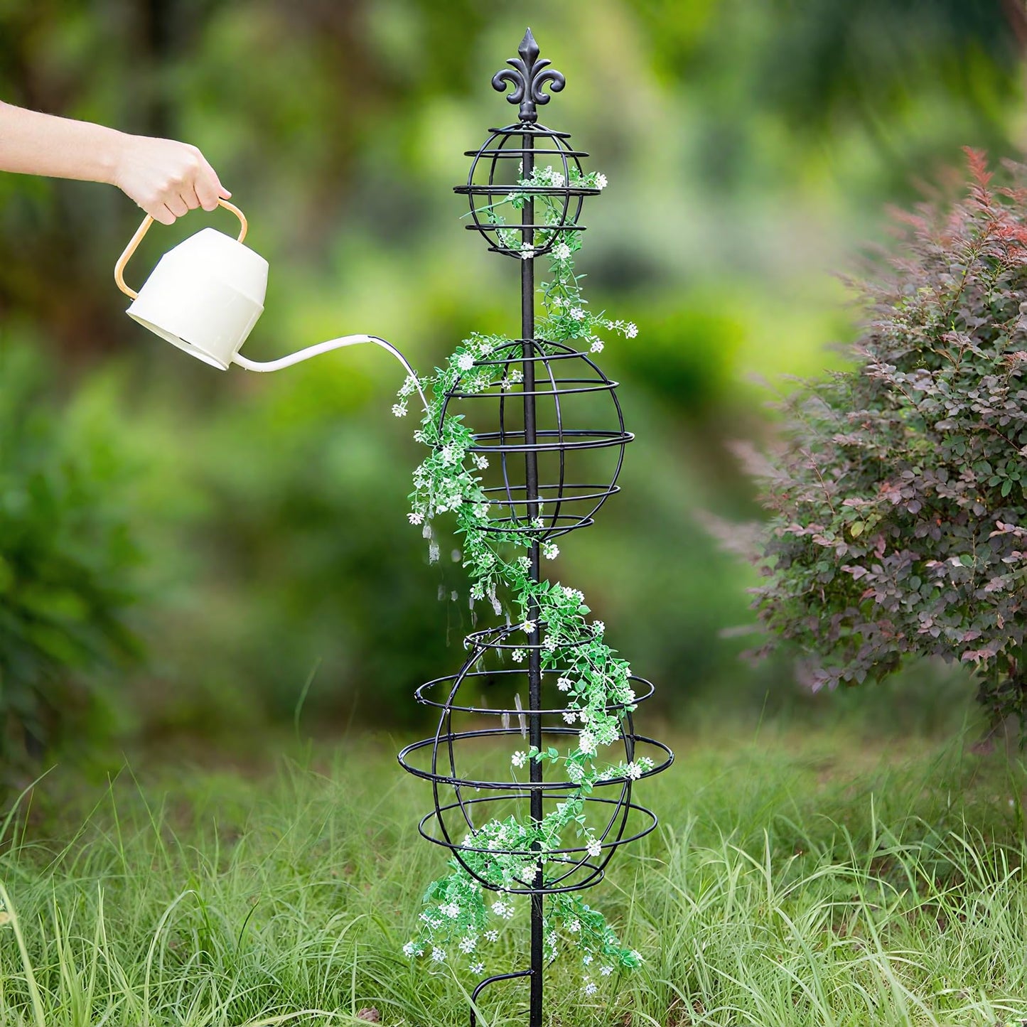 GOOOXIM Obelisk Trellis - Elegant 49.5 x 12 Inch Metal Climbing Plant Support for Outdoor Roses, Potted Vines, and Flower Gardens - Perfect Decorative Accent for Home and Garden Decor