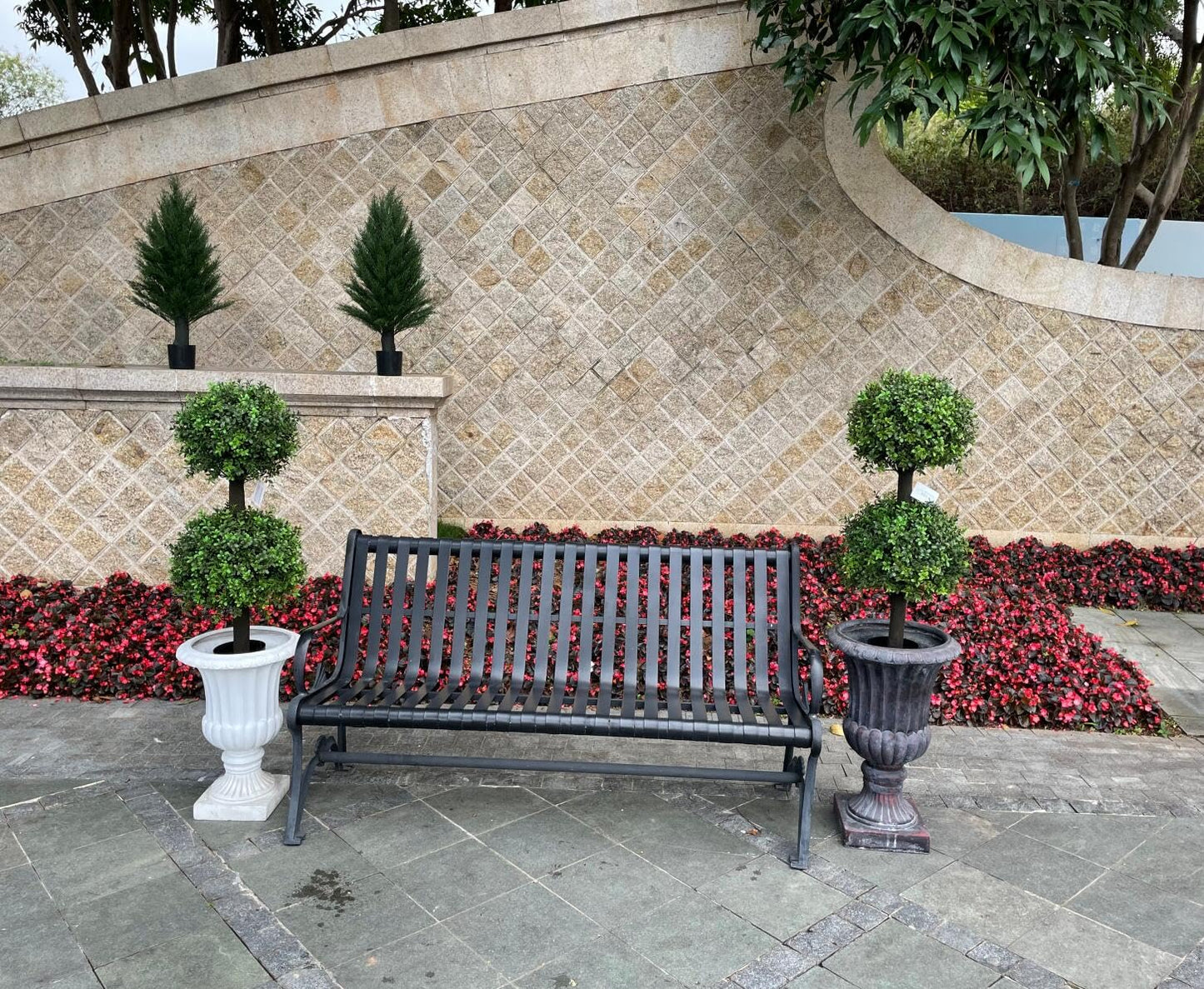 ALL SEASON GREEN 3ft Topiary Trees Artificial Outdoor Double Ball Shape Boxwood Topiary UV Resistant, Front Porch Decor Set of 2