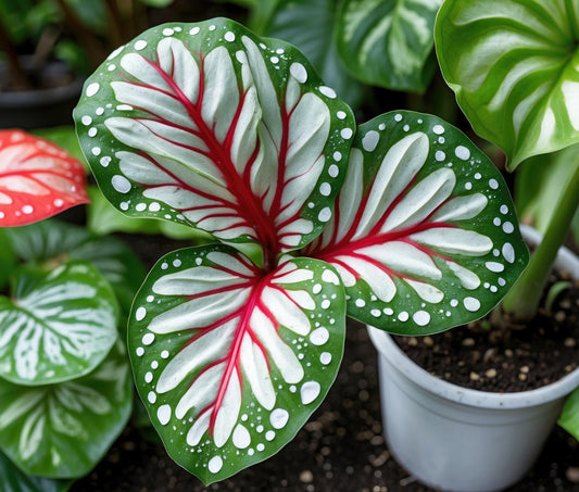 John Curran Caladium Bulbs for Planting - Perennial Hosta, Elephant Ears, Fancy (6 Bulbs)
