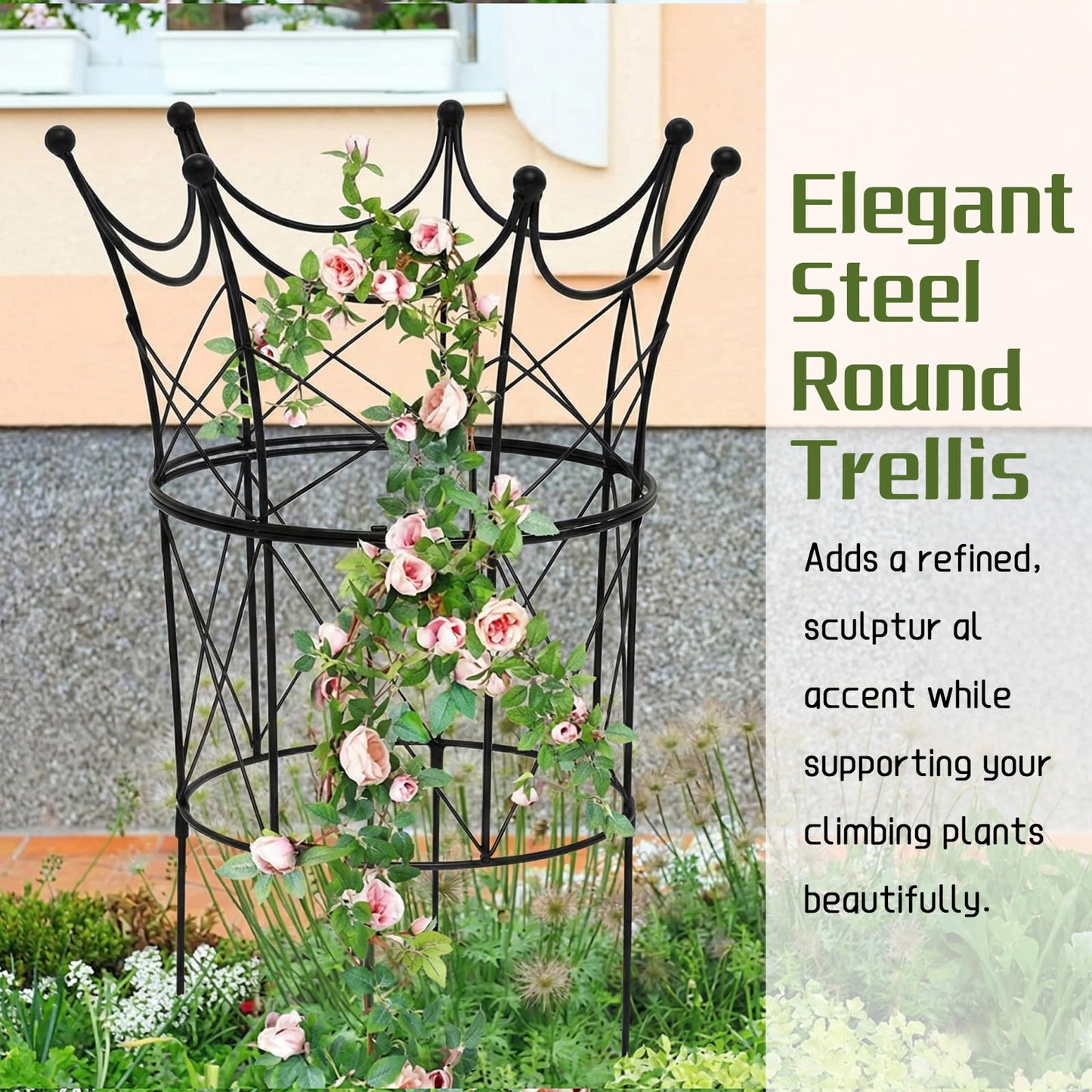 BreezeHug 2 Pcs Large Obelisk Trellis for Plant Supports Peony Cage Garden Obelisk Durable Metal Garden Support Cage for Climbing Plants Outdoor Indoor, 18.5 in x 22.9 in