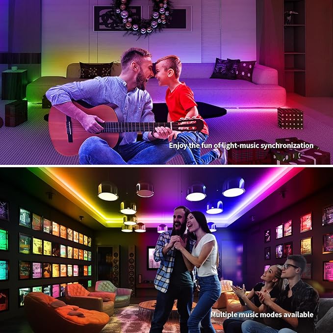 COB RGB Smart IC Strip Lights 20FT/6M UL-Listed 24V Color Flowing Strip Light Multicolor Flexible Tape Lights with APP Control Music Sync for Bedroom Gaming Party Home Decor