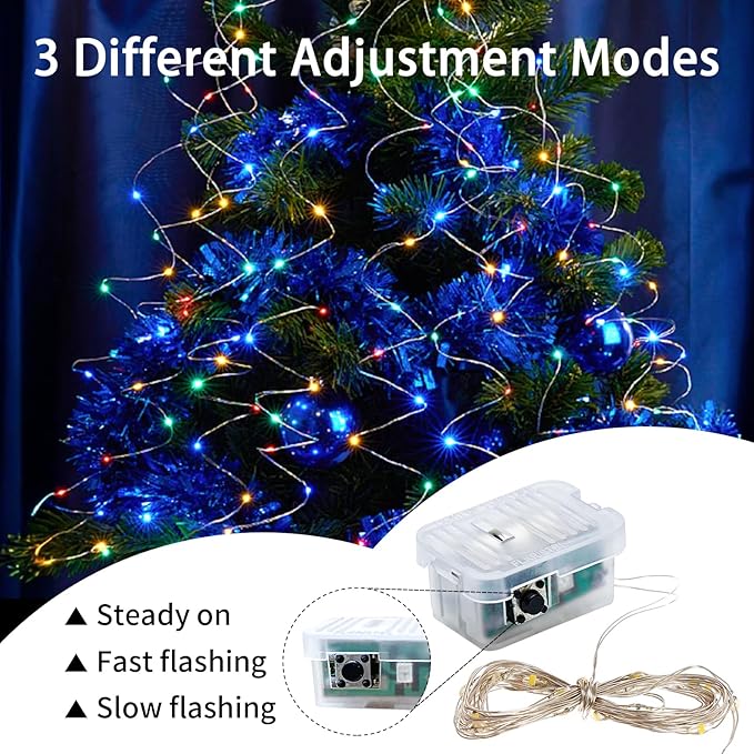 100 Pack Fairy Lights 7Ft 20 LED Twinkle String Lights Battery Operated Waterproof Firefly Starry for Mason Jar Party Wedding Christmas Valentines Day,10-Colors