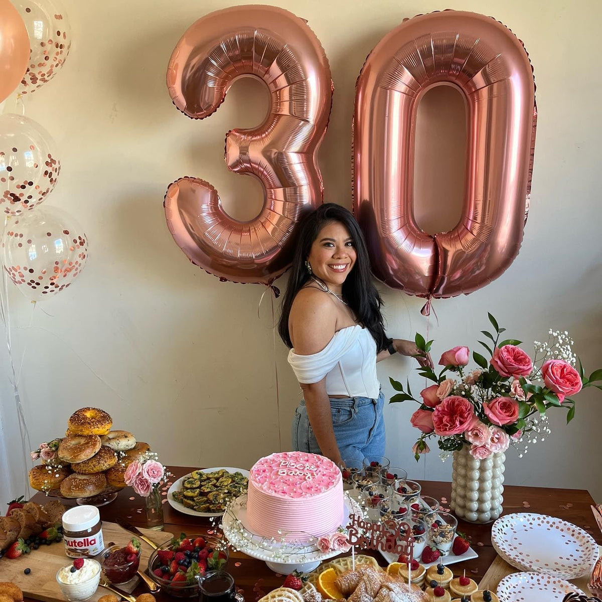 Regine Switzerland Rose Gold Number Balloon - 40 Inch 0 Balloon for Birthday Decorations | Party Supplies