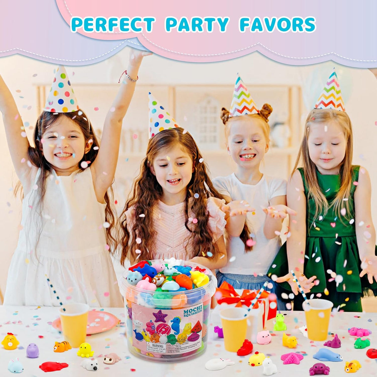 Mochi Squishy Toys 100-Pack - Fun Party Favors for Kids | Mini Fidget Toys & Classroom Prizes