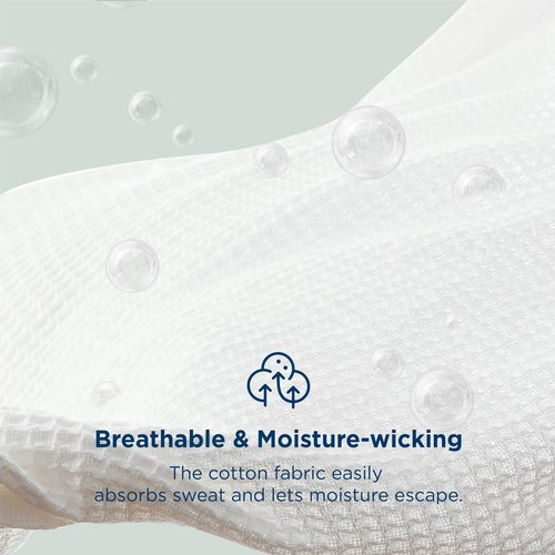 Bedsure Gentlesoft 100% Cotton Blanket Queen Size for Bed - Cooling Breathable and Soft for Spring Summer, Thick Cozy Waffle Weave Blanket Gifts for Women, White, 90x90 Inches