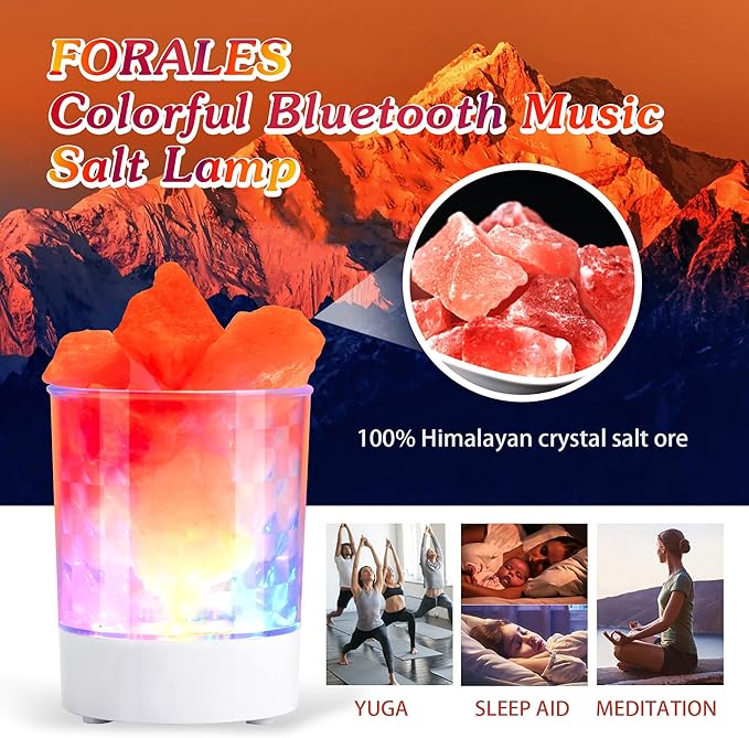 Himalayan Music Salt Lamp, Natural Crystal Salt Rock Lamp, Colorful Night Lights with Dimmer Sleep Aid, Aromatherapy Decompression, Music Light Gift for Loved Ones
