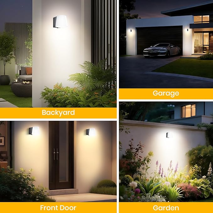 Outdoor Light Fixture, AC/Solar Hybrid Charging Porch Light Outdoor Dimmable, 2700K/4000K/6500K, PIR Motion Sensor, 1000LM Outdoors Sconce Lights Waterproof for Door Yard Garage, White,1pcs