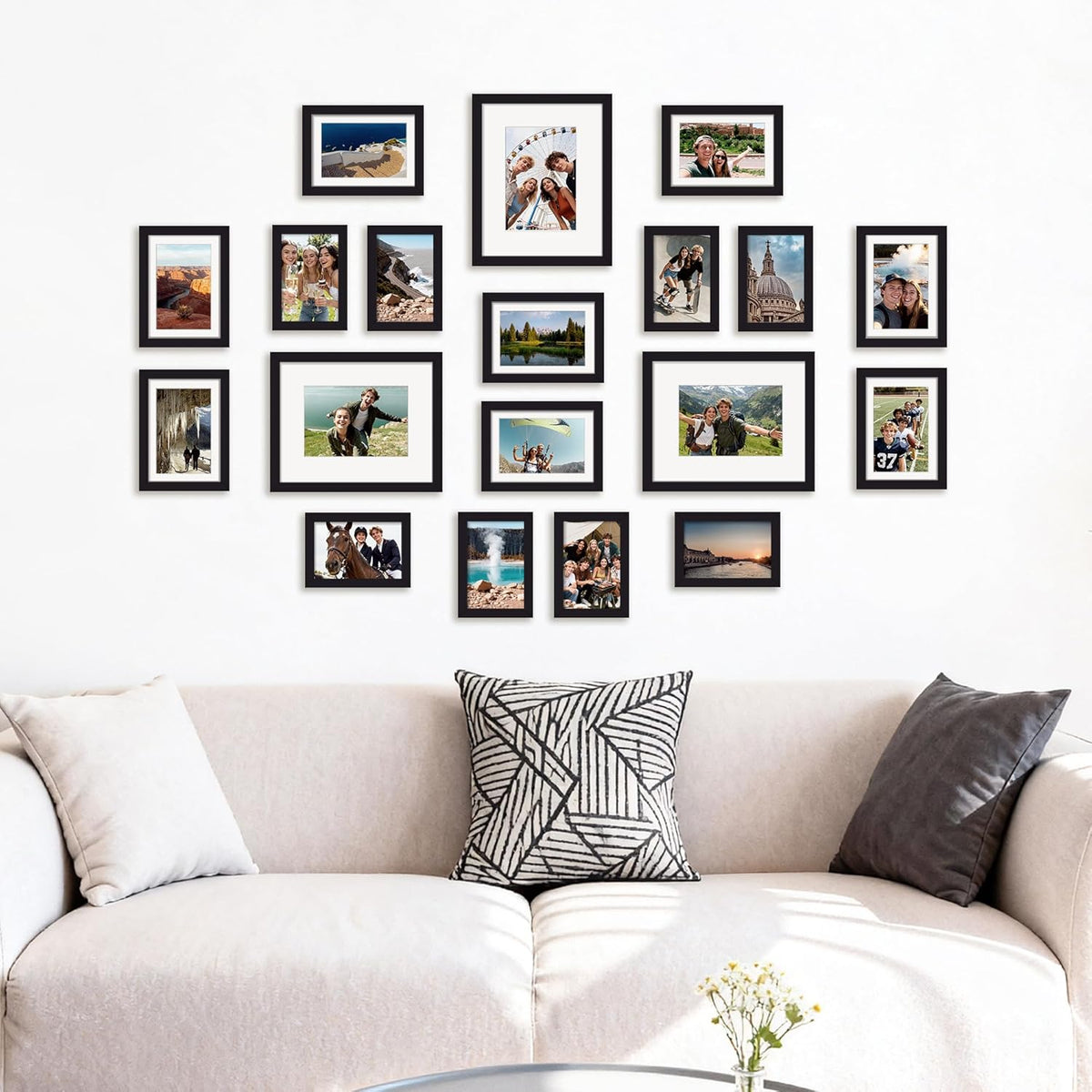 Upsimples 19-Pack Picture Frames Set - Versatile Wall Decor & Tabletop Display | Multi-Size Black Frames (8x10, 5x7, 4x6)