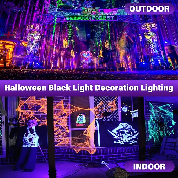 Rechargeable Black Light, Battery Powered Blacklight, Cordless 395nm UV Black Light for Neon Glow Party,Glow in The Dark, Aquarium, Body Paint, Fluorescent Poster, Halloween Party, 1 Pack