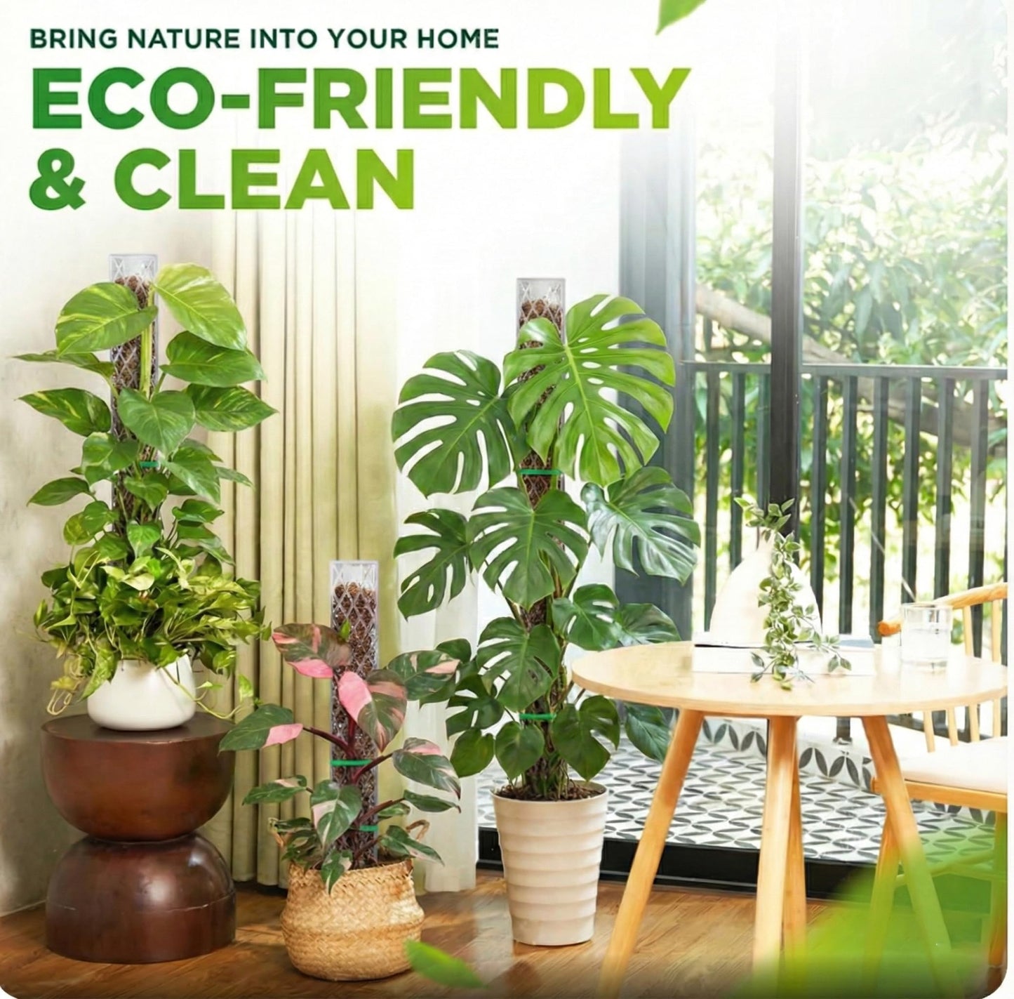 Sisher 2 Pack 16 Inch Plastic Moss Poles for Climbing Plants D Shaped Moss Pole Work with Sphagnum Moss Sticks for Indoor Plants, Moss Pole Monstera Plant Support,with Garden Ties